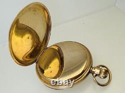 1927 Antique 9ct Yellow Gold Half Hunter Pocket Watch Black Roman Numerals 96.5g