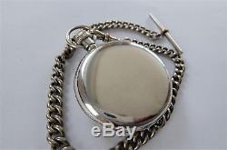 1938 J W Benson Silver Cased 15 Jewelled Swiss Lever Pocket Watch Box And Chain