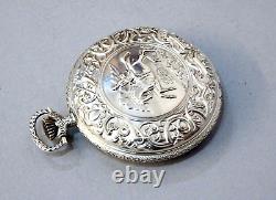 1982 Unusual Mint Silver Repousse Case Hunter Gents Pocket Watch Vintage/Antique
