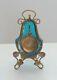 19th C. Palais Royal Pocket Watch Stand Holder, Turquoise Glass