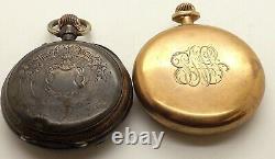 2 Antique Pocket Watches For Spares Or Repairs Elgin & Swiss Pin Set
