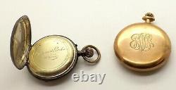 2 Antique Pocket Watches For Spares Or Repairs Elgin & Swiss Pin Set