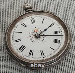 2 Antique Silver Ladies Pocket Watches White Faced Enamelled HM 3 Bears Untested