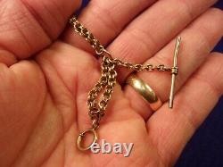 #2 of 2, VERY OLD VTG ANTIQUE 14K ROSE GOLD VICTORIAN ERA POCKET WATCH FOB CHAIN