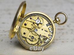 30mm MINIATURE REPEATER 18k GOLD Repeating Antique Pocket Watch MOULINIER GENEVE