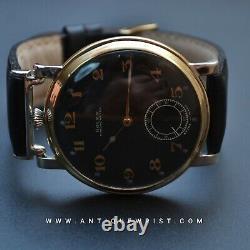 48mm antique Rolex Chronometer military black pilots vintage mens trench watch