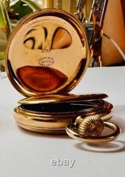 50mm Antique Top Wind Rolled Gold Half Hunter Pocket Watch Dennison Case Watches