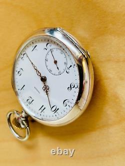 9D510 Antique Omega embedded rose gold winged wheel silver pocket watch