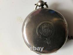 ANTIQUE 1870s SILVER CASED JEWELLED FUSEE POCKET WATCH IN WORKING ORDER