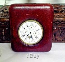 ANTIQUE 5 DIAL MOON PHASE GOLIATH POCKET WATCH WITH TRAVEL CASE Circa 1895 FWO