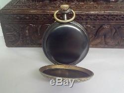 ANTIQUE 5 DIAL MOON PHASE GOLIATH POCKET WATCH WITH TRAVEL CASE Circa 1895 FWO