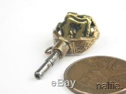 ANTIQUE ENGLISH METAL WATCH KEY FOB with TRI FACED SPINNER SEAL c1820