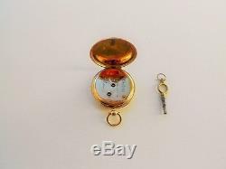 ANTIQUE FRENCH SOLID GOLD 18K750 GUILLOCHE CYLINDER KEY WIND POCKET WATCH 19th