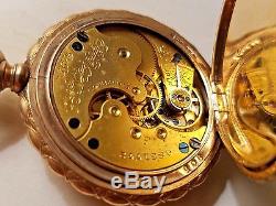ANTIQUE Ladies ELGIN Pocket Watch SOLID 14kt GOLD with DIAMONDS TRI-COLOR Case