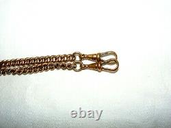 ANTIQUE POCKET WATCH CHAIN 1890s VICTORIAN 12ct ROSE GOLD FILLED ROLLED ALBERT