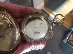 ANTIQUE SILVER FUSEE VERGE FULL HUNTER POCKET WATCH CASE date 1887