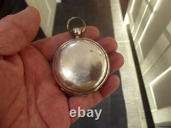 ANTIQUE SILVER FUSEE VERGE FULL HUNTER POCKET WATCH CASE date 1887