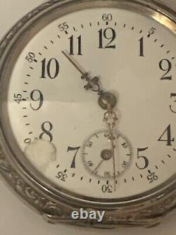 ANTIQUE SOLID SILVER CASED POCKET WATCH Working Condition