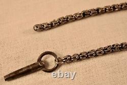 ANTIQUE SWISS SILVER LADIES POCKET FOB WATCH with CHAIN c1900