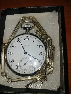 ANTIQUE c1900 Mira silver Plated 50mm Gents Pocket Watch SUPERB F. W. CONDITION