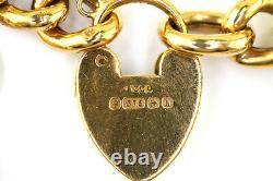 ANTQ Edwarian 1907 9ct Gold Heart Lock Chain Pocket Watch Key Charm Bracelet