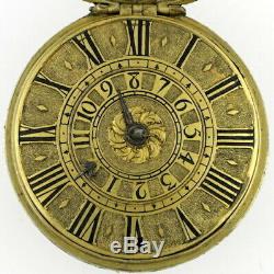 A fine French antique verge alarm pocket watch, Paris, c1680