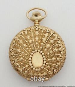 Amazing 14k Gold High Relief Repousse Ladies Waltham Antique Pocket Watch