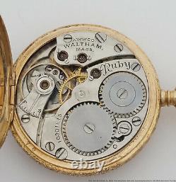 Amazing 14k Gold High Relief Repousse Ladies Waltham Antique Pocket Watch