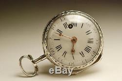 Ancienne montre gousset à coq ARGENT 1780 ANTIQUE SILVER FUSEE POCKET WATCH