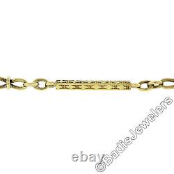 Antique 14K Gold Hand Engraved Bar Link 15 Pocket Watch Chain Concentric Clasp