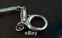 Antique 14K Solid White Gold Fancy Art Deco Link Fob Pocket Watch Chain 13.75