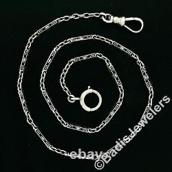 Antique 14K White Gold 14.5 Black Enamel Geometric Bar Link Pocket Watch Chain
