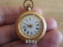 Antique 14ct Gold Fob / Top Wind Pocket Watch Working
