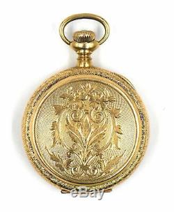 Antique 14k Gold Elgin Fancy Engraved Full Hunter Pocket Watch