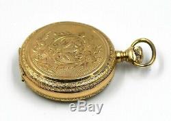 Antique 14k Gold Elgin Fancy Engraved Full Hunter Pocket Watch
