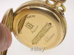 Antique 14k Solid Gold Day Date Moon Phase French Qualite Lepine Pocket Watch
