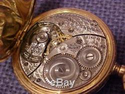 Antique 14k Solid Gold Pocket Watch Elgin Women`s Fancy Hunter`s Case Working