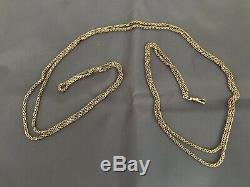 Antique 14k Solid Yellow Gold Long Pocket Watch Chain 28.9 Grams