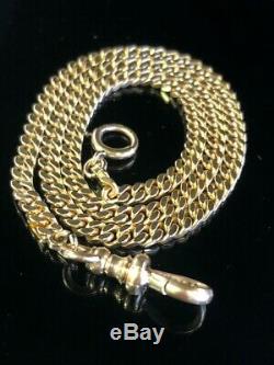 Antique 14kt Yellow Solid Gold Pocket Watch Curb Chain 14.5 Long 19.3g Rare