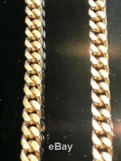 Antique 14kt Yellow Solid Gold Pocket Watch Curb Chain 14.5 Long 19.3g Rare