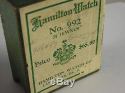 Antique 16s Hamilton 992 Rail Road pocket watch. Made 1930, With Original Box