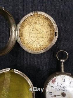 Antique 1700s Fres Esquivillon Dechoudens Triple Case Silver Fusee Pocket Watch