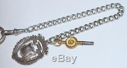 Antique 1800's Stg Silver Rotherhams Fusee Hunter K/W Pocket Watch + Chain & Fob