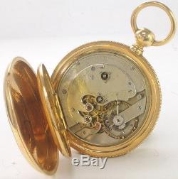 Antique 1800s Auguste Saltzman 18k Fine Gold Pocket Watch Matching Serials