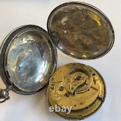 Antique 1817 Verge Silver Hunter Pocket Watch Thomas Beatson Liverpool Working