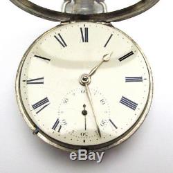 Antique 1829 John Moncas Liverpool Sterling Silver Pair Case Fusee Pocket Watch