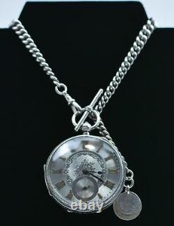 Antique 1836 925 Sterling Silver John Forrest Pocket Watch & Chain