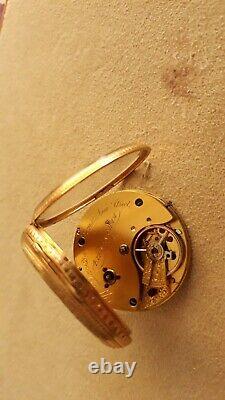 Antique 1865 English Victorian Dress Jewelry Gold Presentation Fob Pocket Watch