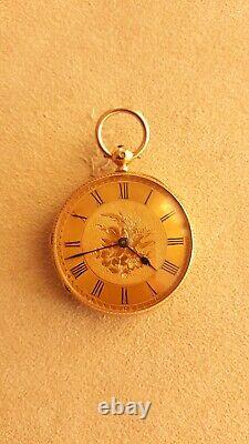 Antique 1865 English Victorian Dress Jewelry Gold Presentation Fob Pocket Watch