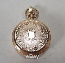Antique 1870s Louis Jacot Locle Swiss 14K Gold Key Set Pocket Watch with Box AsIs